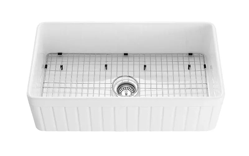 SINGLE BOWL FIRECLAY KITCHEN SINK GLOSS WHITE/MATTE BLACK 828MM CETO