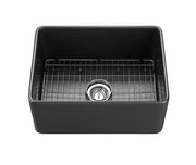 SINGLE BOWL FIRECLAY KITCHEN SINK MATTE BLACK/GLOSS WHITE 660MM CETO
