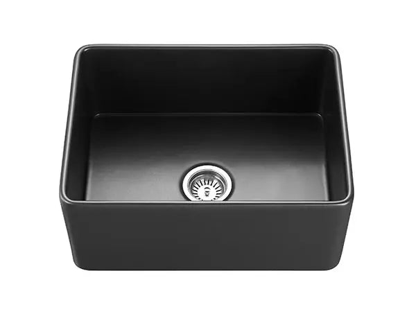 SINGLE BOWL FIRECLAY KITCHEN SINK MATTE BLACK/GLOSS WHITE 660MM CETO