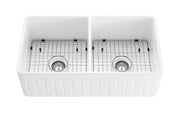 DOUBLE BOWL FIRECLAY KITCHEN SINK GLOSS WHITE/MATTE BLACK 838MM CETO