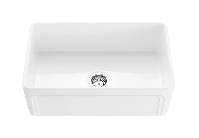 SINGLE BOWL FIRECLAY KITCHEN SINK GLOSS WHITE/MATTE BLACK 758MM CETO