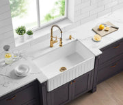 SINGLE BOWL FIRECLAY KITCHEN SINK GLOSS WHITE/MATTE BLACK 828MM CETO