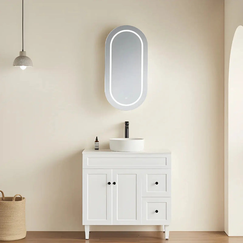 OLIVIA LED MIRROR SHAVING CABINET MATTE WHITE/MATTE BLACK 450X900MM CETO