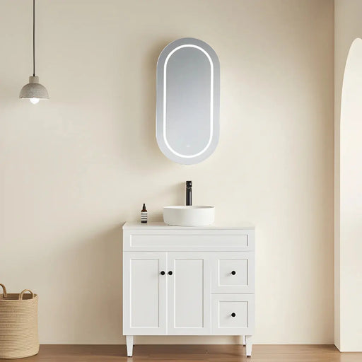 OLIVIA LED MIRROR SHAVING CABINET MATTE WHITE/MATTE BLACK 450X900MM CETO