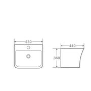 Zento 53S Semi-Pedestal Wall-Hung Basin mercioaustralia