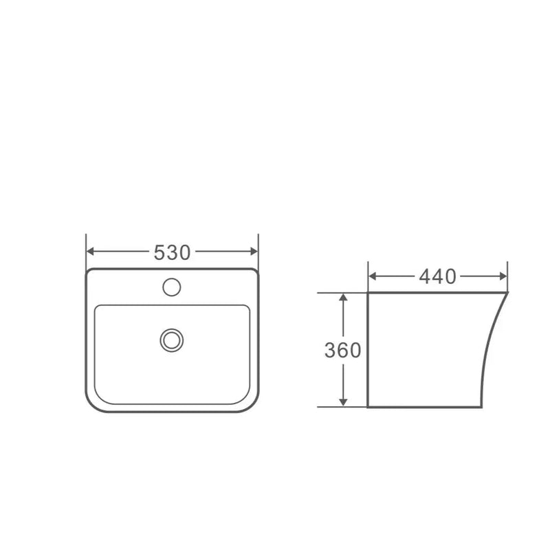 Zento 53S Semi-Pedestal Wall-Hung Basin mercioaustralia