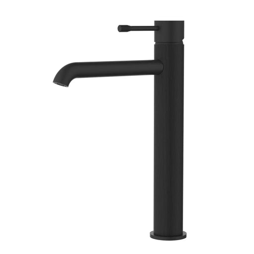 IKON Linie High Rise Matt Black Tall Basin Mixer Tap - FIL Kitchen Bathroom
