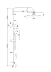 Amoza Twin Shower Rail Kit Less Showers - dimensions