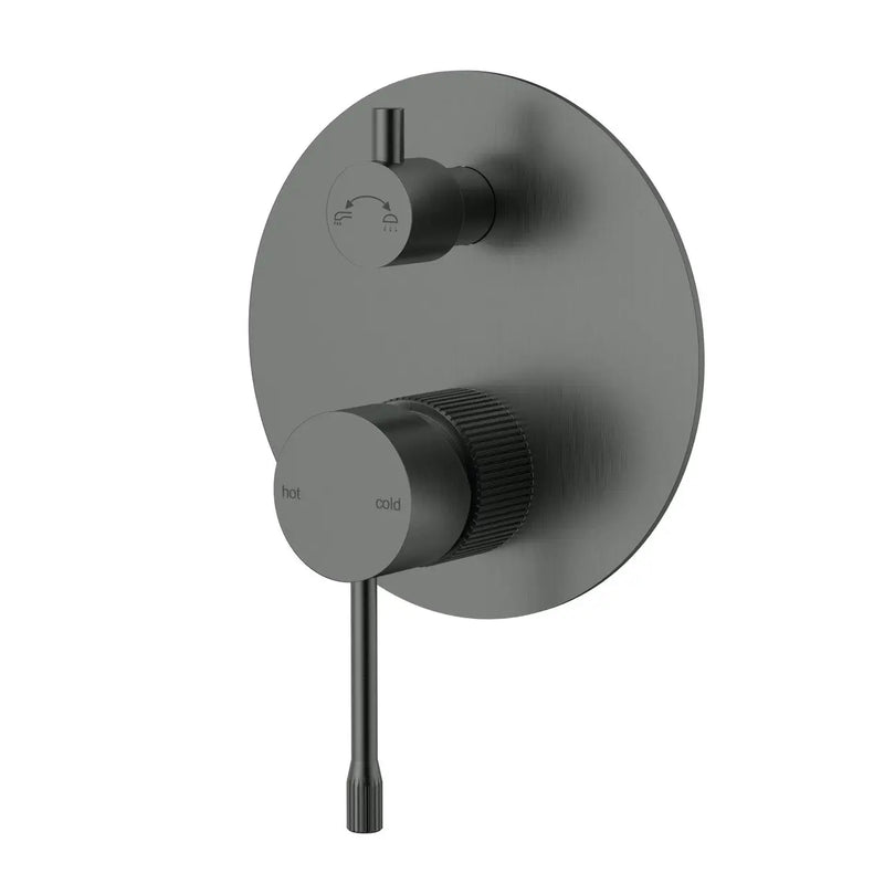 IKON Linie Shower/Bath Wall Mixer With Diverter Trim Kit Gun metal - FIL Kitchen Bathroom