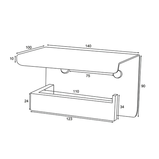 IVANO Series Chrome/Black Toilet Paper Holder FIL Kitchen Bathroom