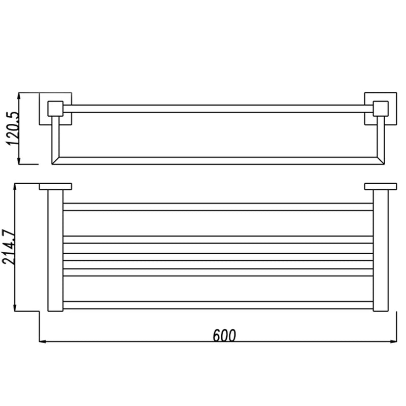 BLAZE Black Towel Rack 600mm FIL Kitchen Bathroom