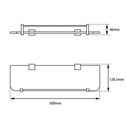 BLAZE Chrome/Black Glass Shelf Holder 500mm FIL Kitchen Bathroom