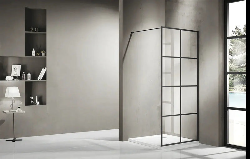 FRAMED WALK IN SHOWER GLASS BLACK FIL Kitchen Bathroom