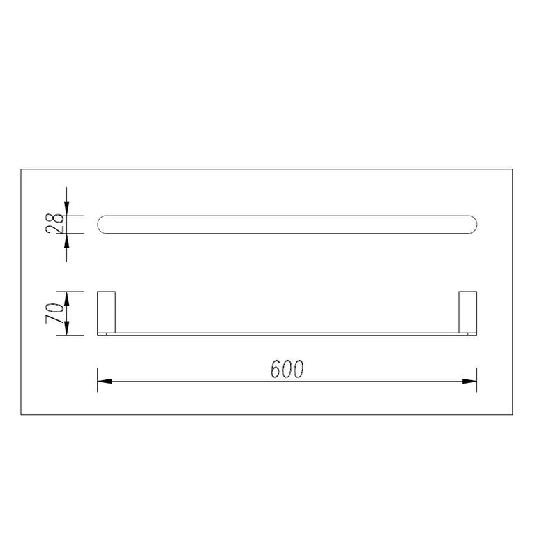 Bellino Solid Brass Single Towel Rail 600mm FIL Kitchen Bathroom