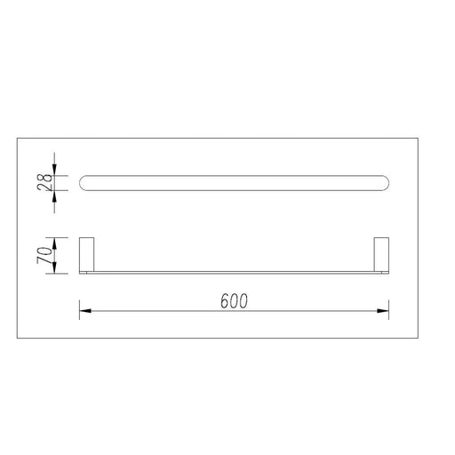 Bellino Solid Brass Single Towel Rail 600mm FIL Kitchen Bathroom
