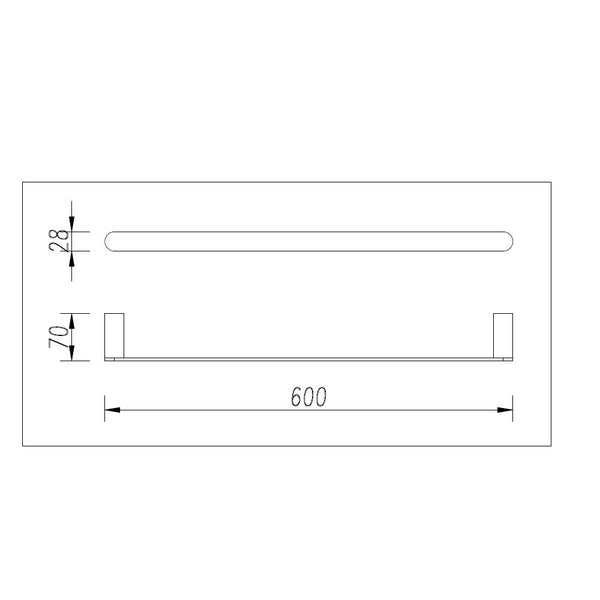 Bellino Solid Brass Single Towel Rail 600mm