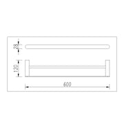 Bellino Solid Brass Double Towel Rail 600mm Chrome and Colours FIL Kitchen Bathroom