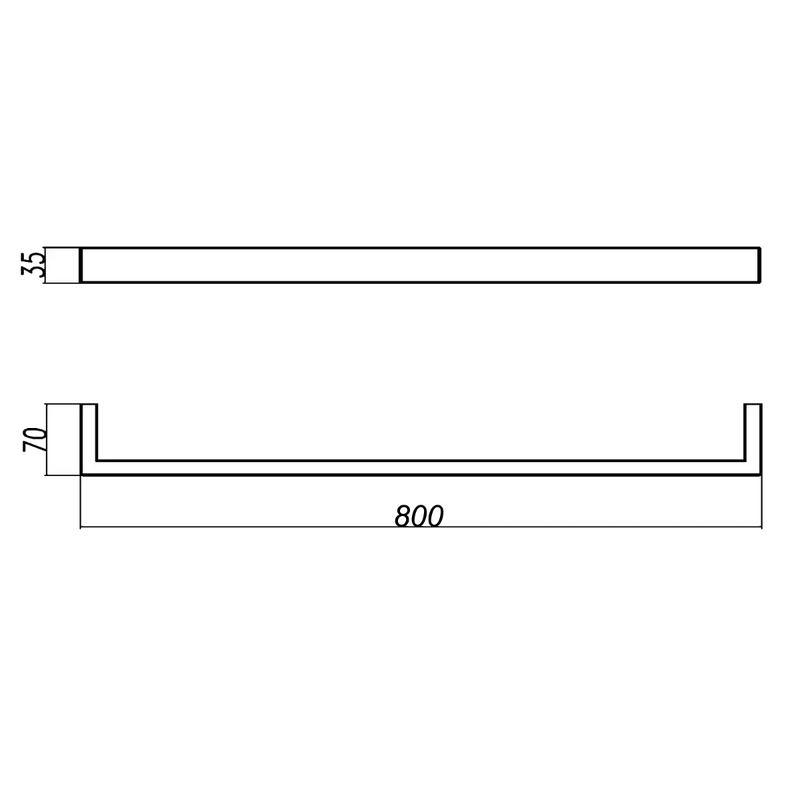 IVANO Series Square  Single Towel Rail 800mm Chrome and Colours FIL Kitchen Bathroom