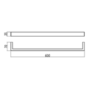 IVANO Series Square Chrome Single Towel Rail 600mm FIL Kitchen Bathroom