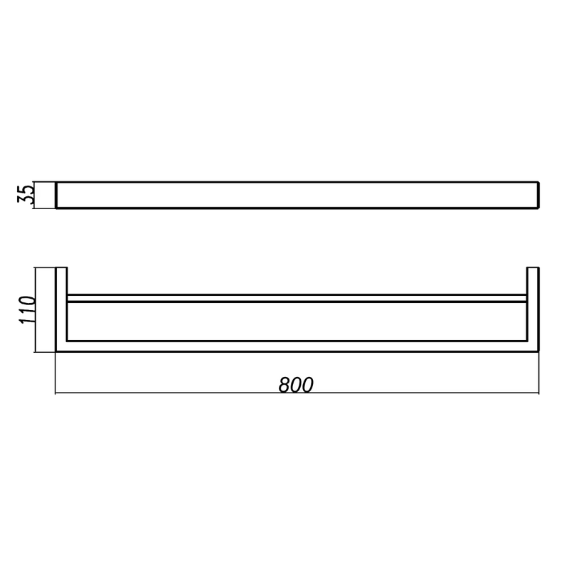 IVANO Series Square Chrome Double Towel Rail 800mm FIL Kitchen Bathroom