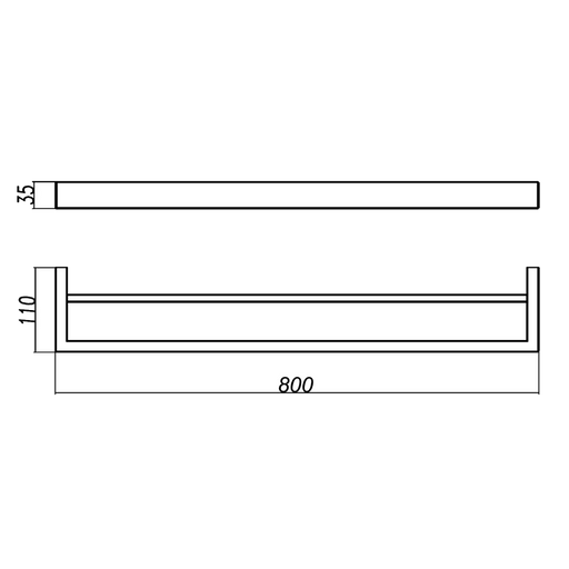 IVANO Series Square Chrome Double Towel Rail 800mm FIL Kitchen Bathroom