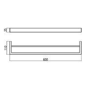 IVANO Series Square Double Towel Rail 600mm  Chrome and Colours FIL Kitchen Bathroom