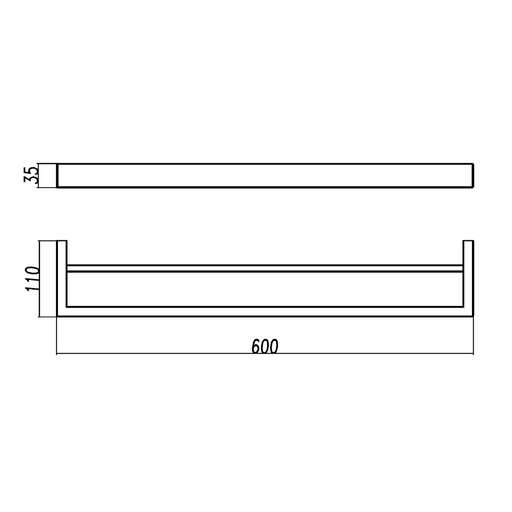 IVANO Series Square Double Towel Rail 600mm  Chrome and Colours FIL Kitchen Bathroom