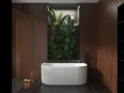 1500mm/1700mm Back to Wall Acrylic Matte White Bathtub with Pop-up Drainer FIL Kitchen Bathroom