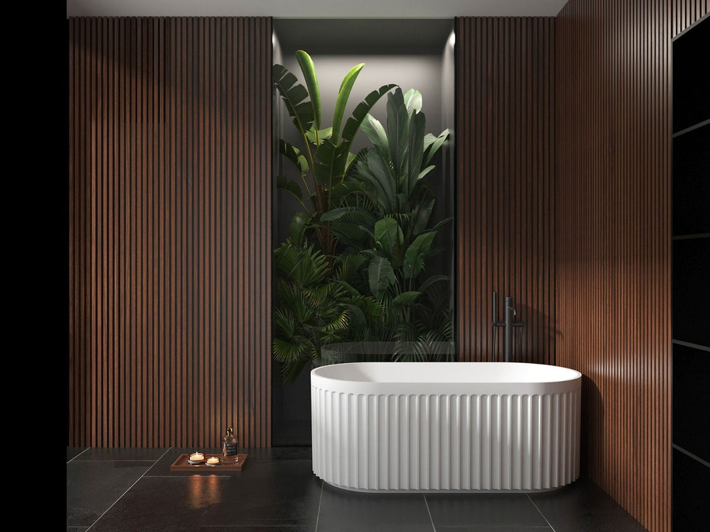 1500mm/1700mm Freestanding Acrylic Matte White Bathtub with Pop-up Drainer