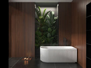 1500mm/1700mm Back to Wall Acrylic Matte White Bathtub with Pop-up Drainer FIL Kitchen Bathroom