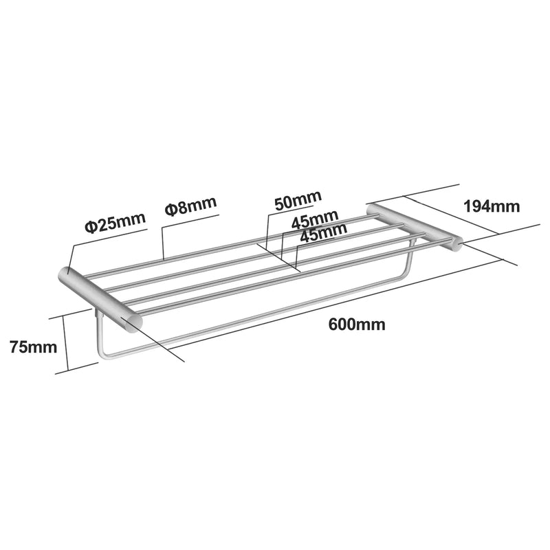 Brushed Nickel Shower Shelf/  Towel rack FIL Kitchen Bathroom