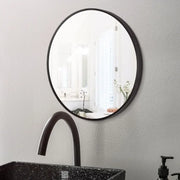 600x600x40mm Black Aluminum Framed Round Bathroom Wall Mirror with Brackets FIL Kitchen Bathroom