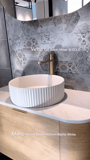 BONDI NATURAL OAK 750X460 CURVE VANITY FIL Kitchen Bathroom