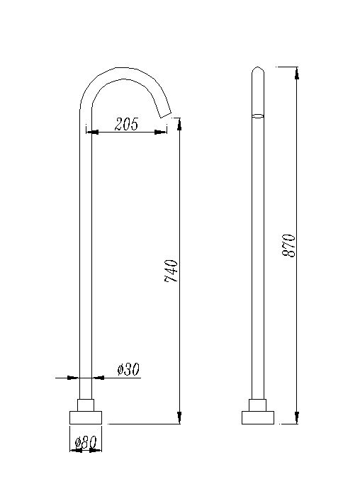 Pentro Round Black Stainless Steel Freestanding Bath Spout