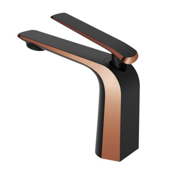 Esperia Brass Matt Black & Rose Gold Basin Mixer