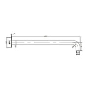 Amoza Straight Wall Shower Arm - dimensions