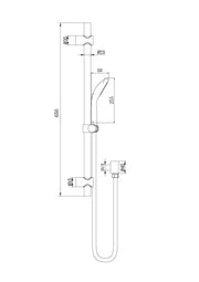 Amoza Hand Shower Rail Kit Less Hand Shower - dimensions