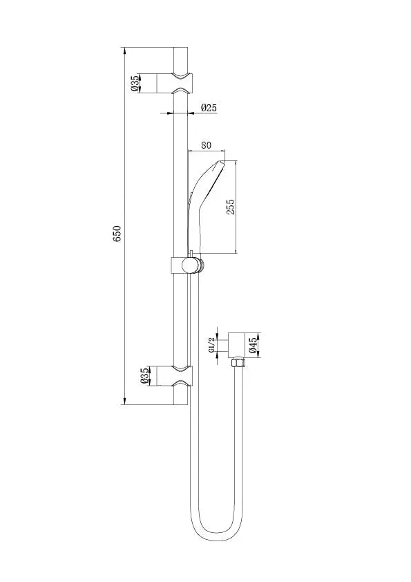 Amoza Hand Shower Rail Kit Less Hand Shower - dimensions