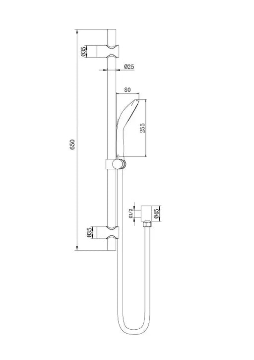 Amoza Hand Shower Rail Kit Less Hand Shower - dimensions
