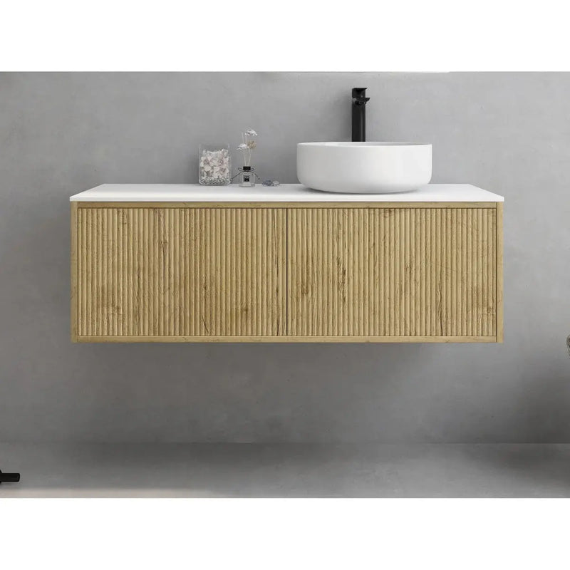 Bellevue Ensuite Slim Wall Hung Vanity Prime Oak 900X386X380mm/1200X386X380mm - FIL Kitchen Bathroom