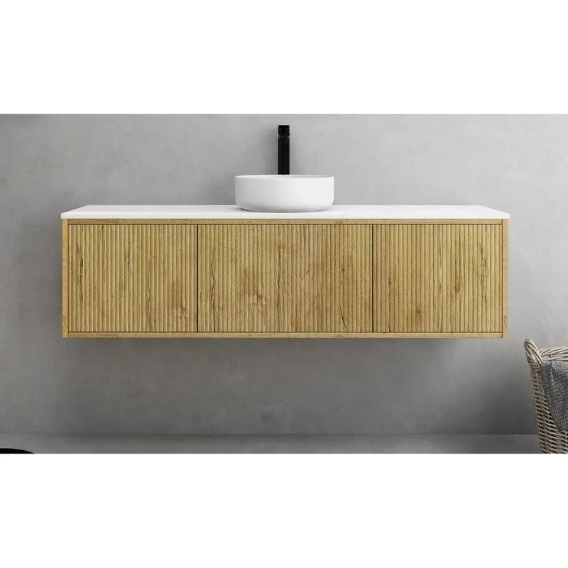 Bellevue Ensuite Slim Wall Hung Vanity Prime Oak 590X386X380mm/740X386X380mm/1500X386X380mm - FIL Kitchen Bathroom