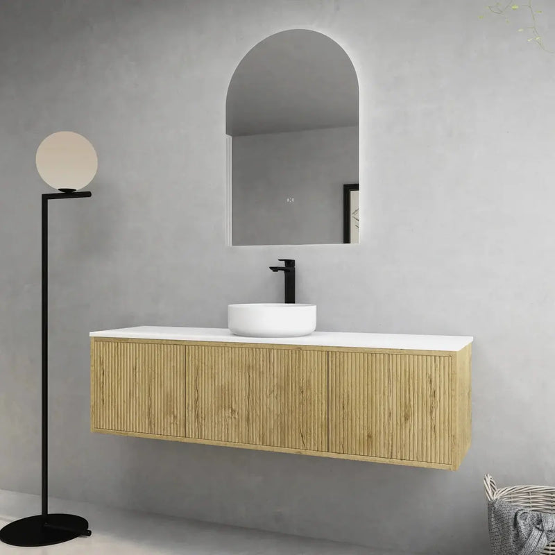 Bellevue Ensuite Slim Wall Hung Vanity Prime Oak 590X386X380mm/740X386X380mm/1500X386X380mm - FIL Kitchen Bathroom