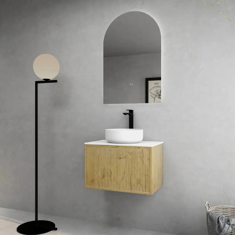 Bellevue Ensuite Slim Wall Hung Vanity Prime Oak 590X386X380mm/740X386X380mm/1500X386X380mm - FIL Kitchen Bathroom