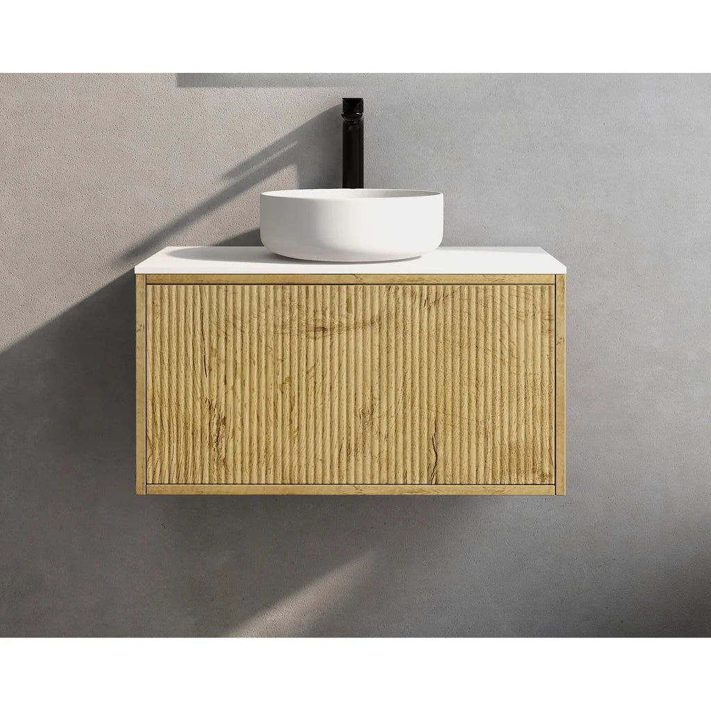 Bellevue Ensuite Slim Wall Hung Vanity Prime Oak 590X386X380mm/740X386X380mm/1500X386X380mm