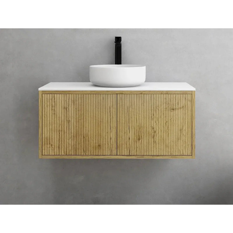 Bellevue Ensuite Slim Wall Hung Vanity Prime Oak 900X386X380mm/1200X386X380mm - FIL Kitchen Bathroom