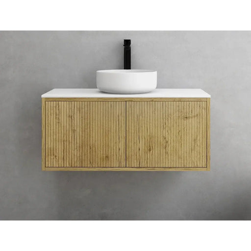 Bellevue Ensuite Slim Wall Hung Vanity Prime Oak 900X386X380mm/1200X386X380mm - FIL Kitchen Bathroom