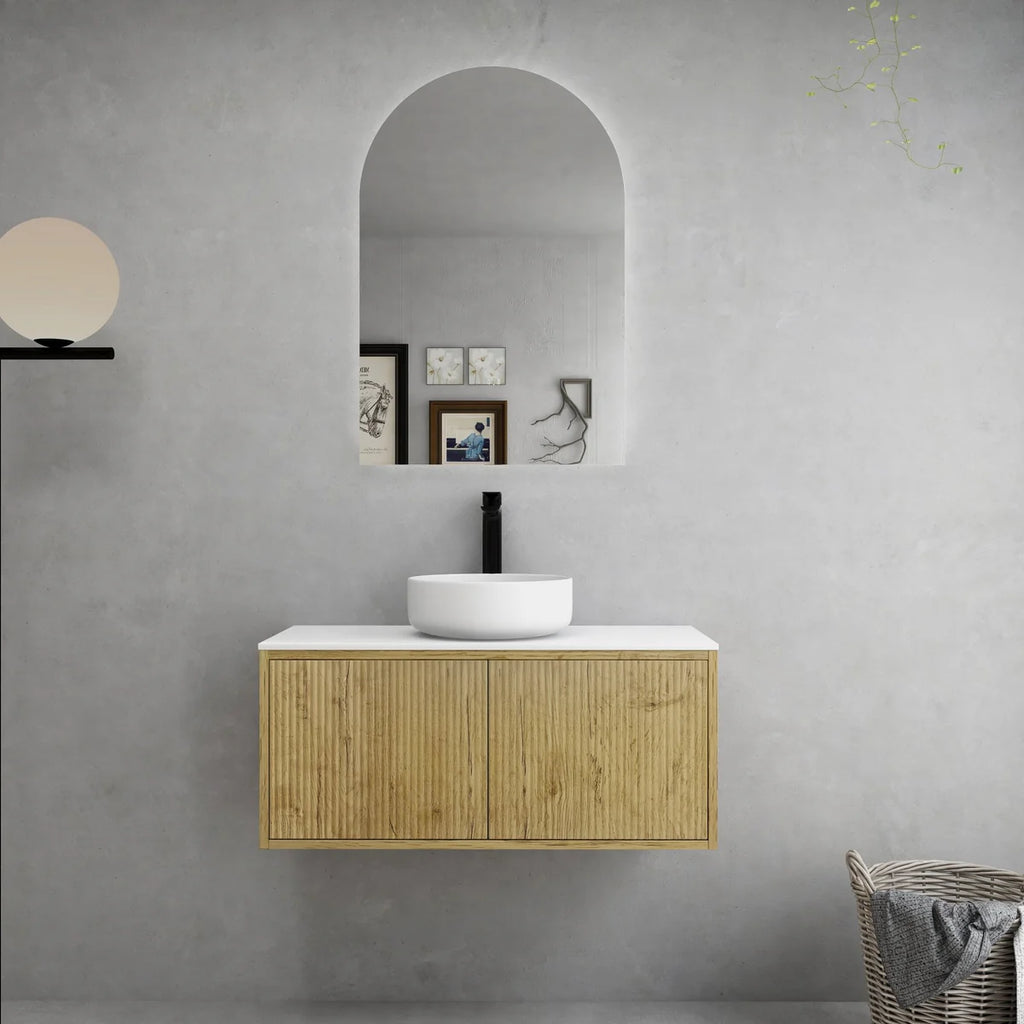 Bellevue Ensuite Slim Wall Hung Vanity Prime Oak 900X386X380mm/1200X386X380mm