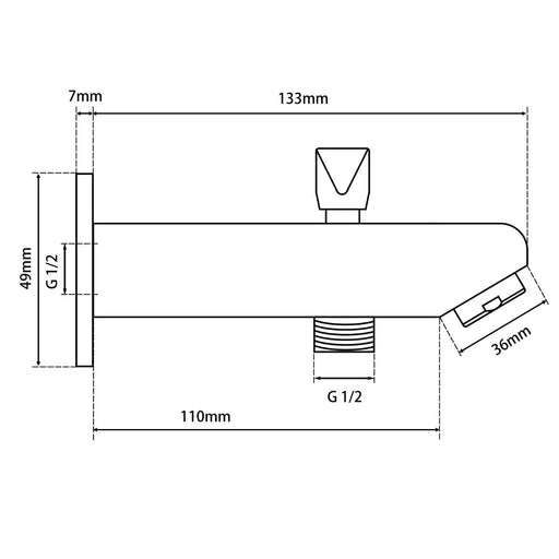 BLAZE Bathtub/Basin Wall Spout with Diverter Chrome/Black FIL Kitchen Bathroom