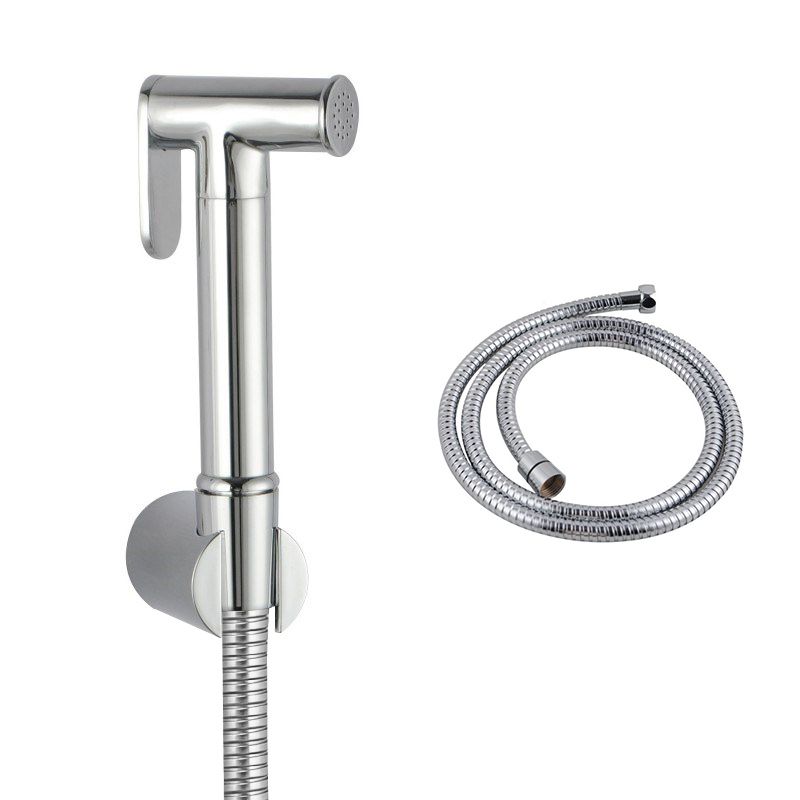 Round Brass Chrome Toilet Bidet Spray Kit with 1.2m Stainless Steel Hose