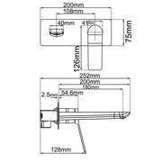 RUSHY Square Wall Mixer with Spout Chrome & Colours(Colour up with extension) FIL Kitchen Bathroom